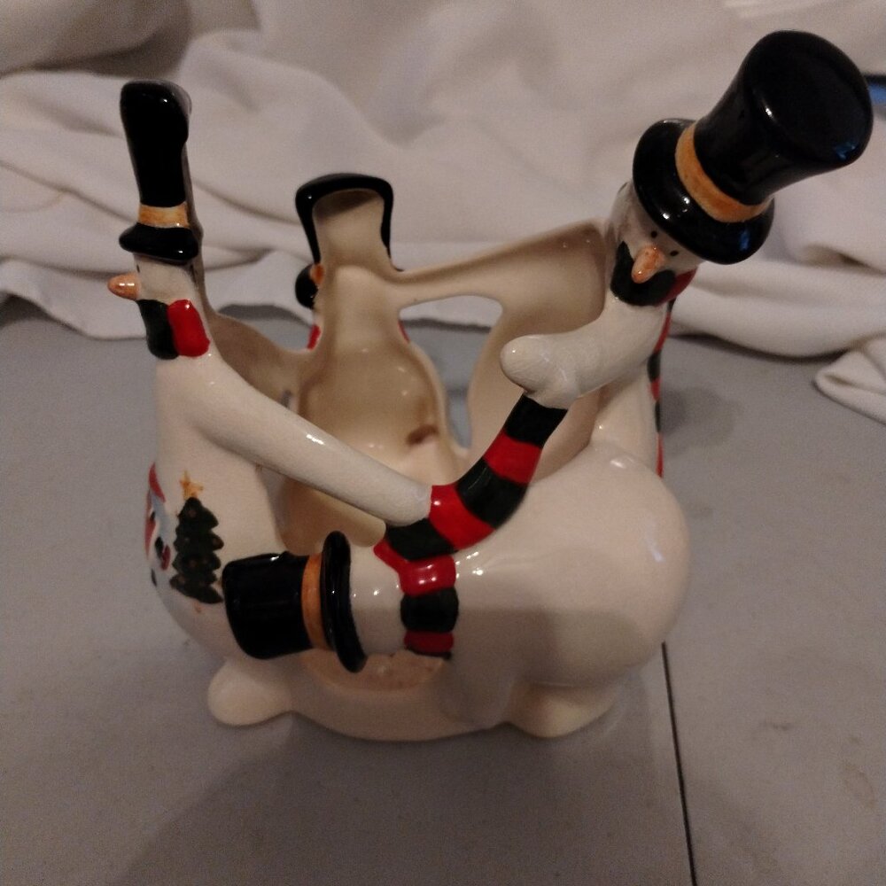 Christmas candle holder snowmen